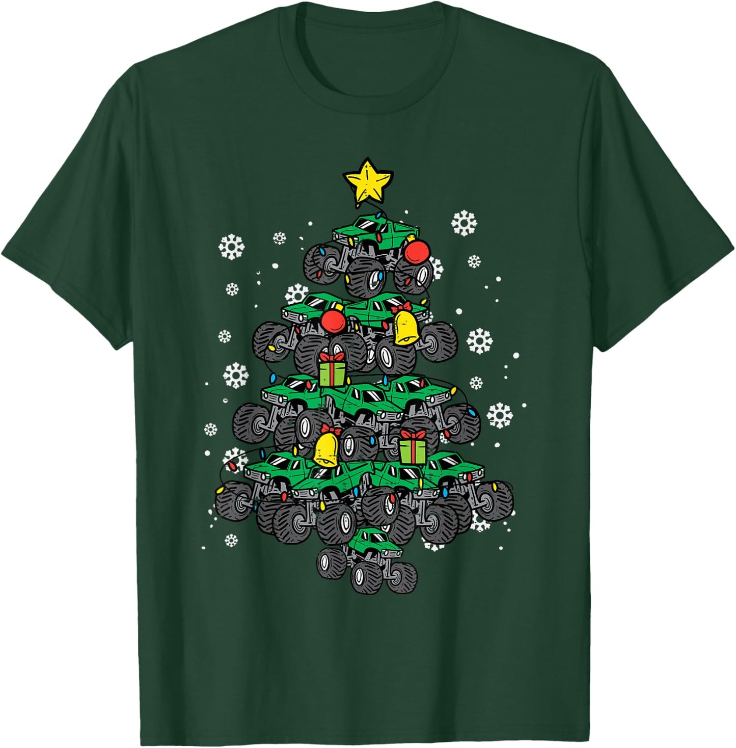 Monster Truck Christmas Tree Xmas Boys Toddler Kids T-Shirt - T-Shirt | Forest