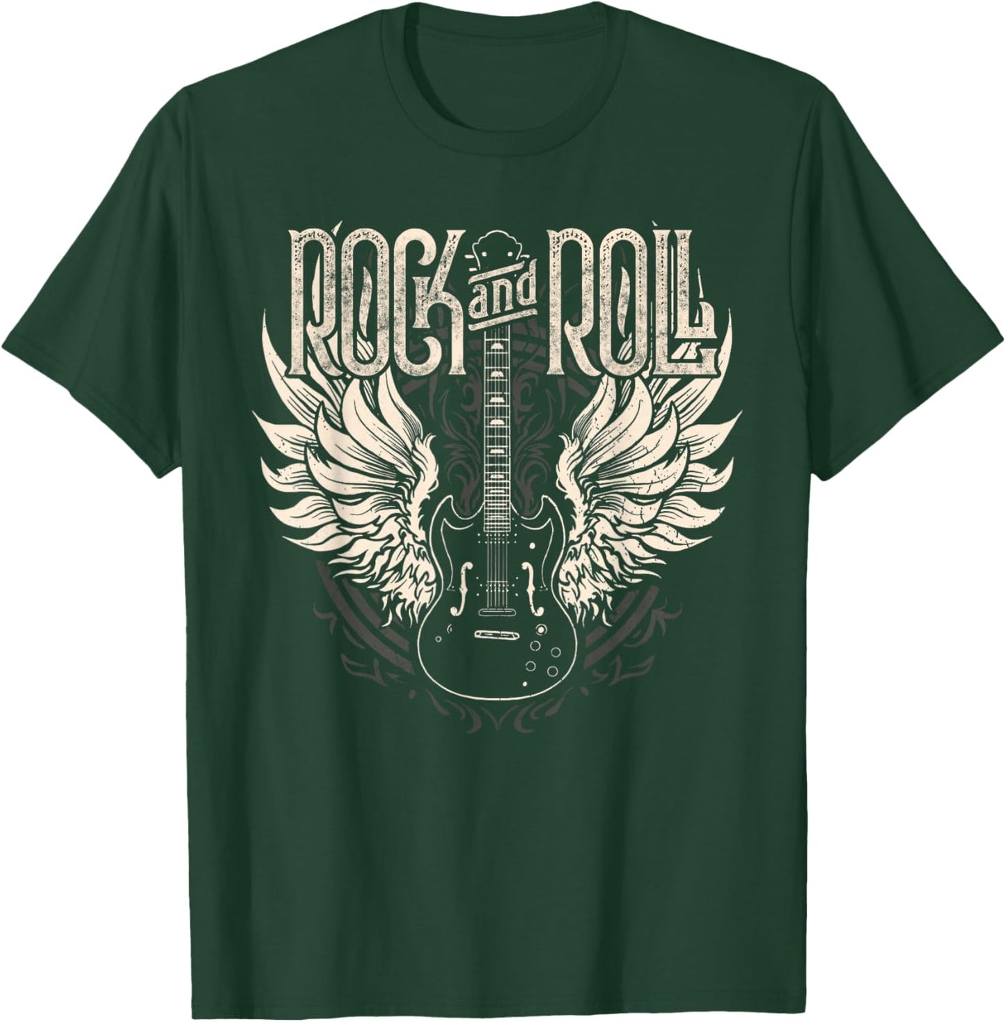 Rock and Roll Electric Guitar Wings Music Concert Guitarist T-Shirt - T-Shirt | Forest