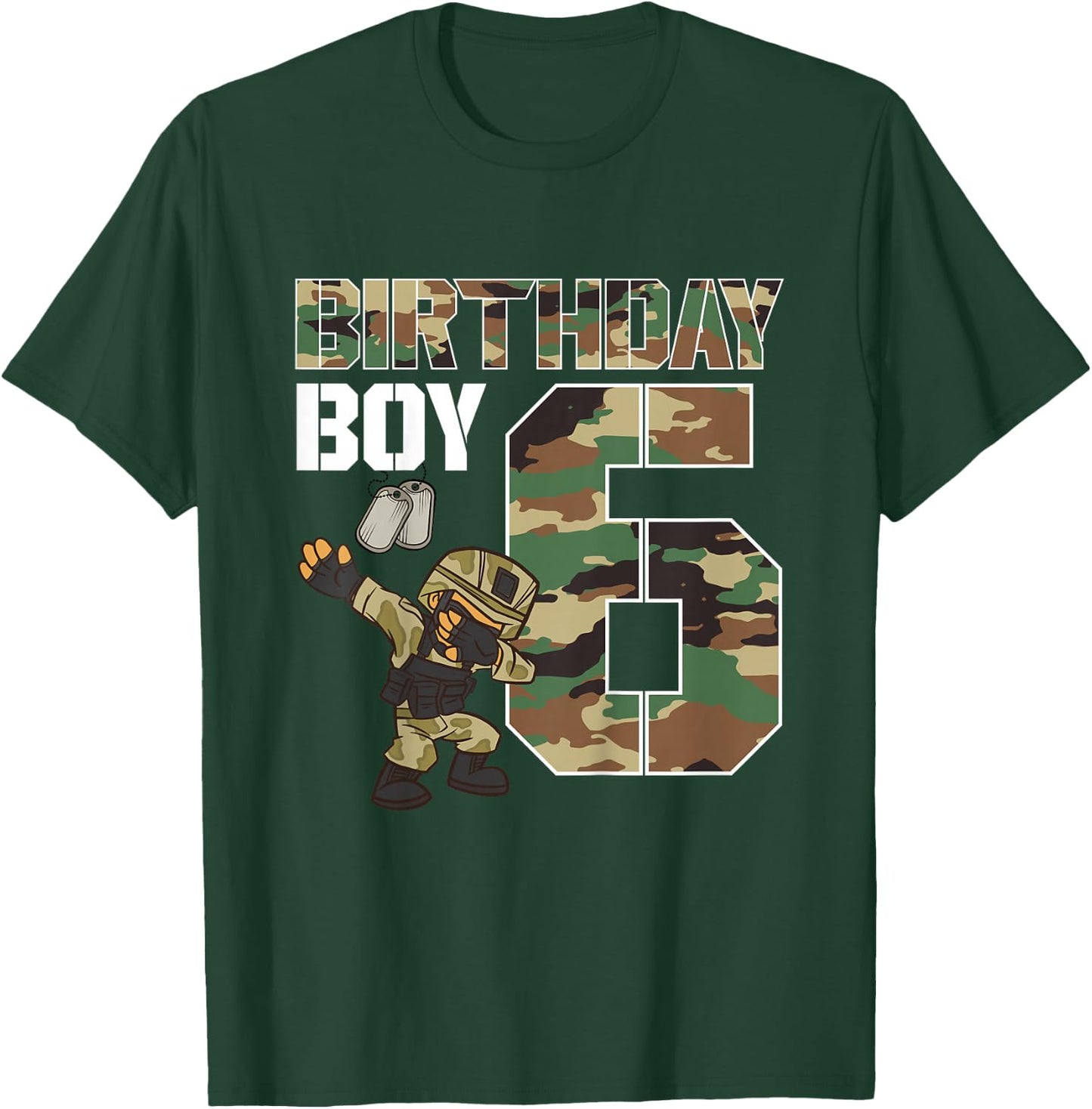 Kids 6 Year Old Boy Military Army 6th Birthday Boy Matching T-Shirt - T-Shirt | Forest