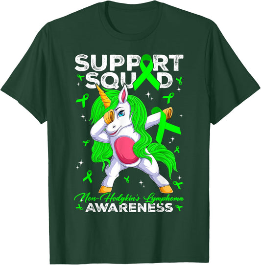 Support Squad Non-Hodgkin's Lymphoma Awareness Month Unicorn T-Shirt - T-Shirt | Forest