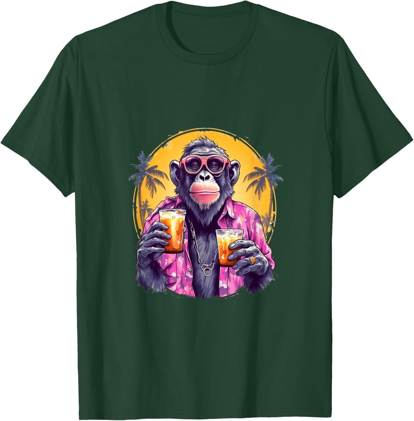Monkey Drinking Beer Funny Beer Drinker Drunk Gorilla Ape T-Shirt - T-Shirt | Forest