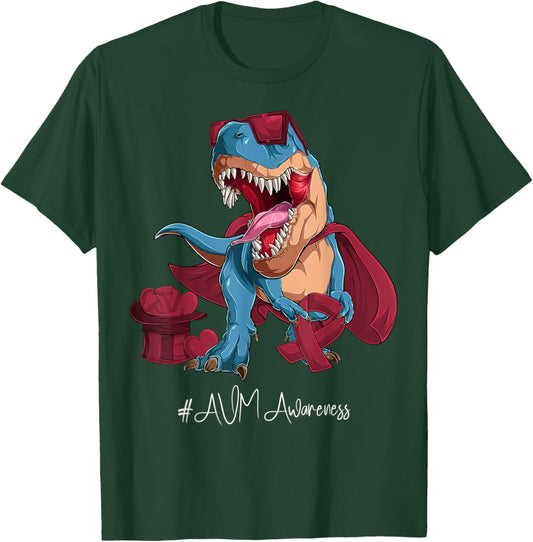 AVM Awareness Month Burgundy Ribbon Trex T-Shirt - T-Shirt | Forest