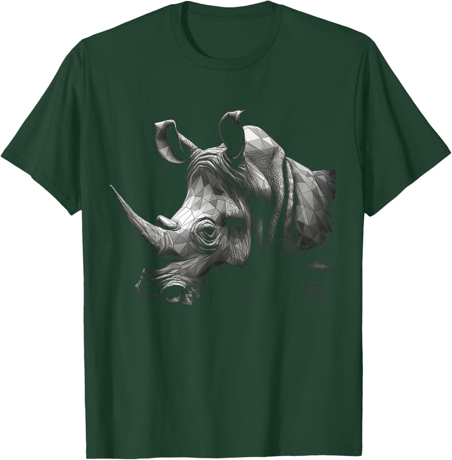 Rhino Lover Artwork | Polygon Animal Motif Rhino T-Shirt - T-Shirt | Forest
