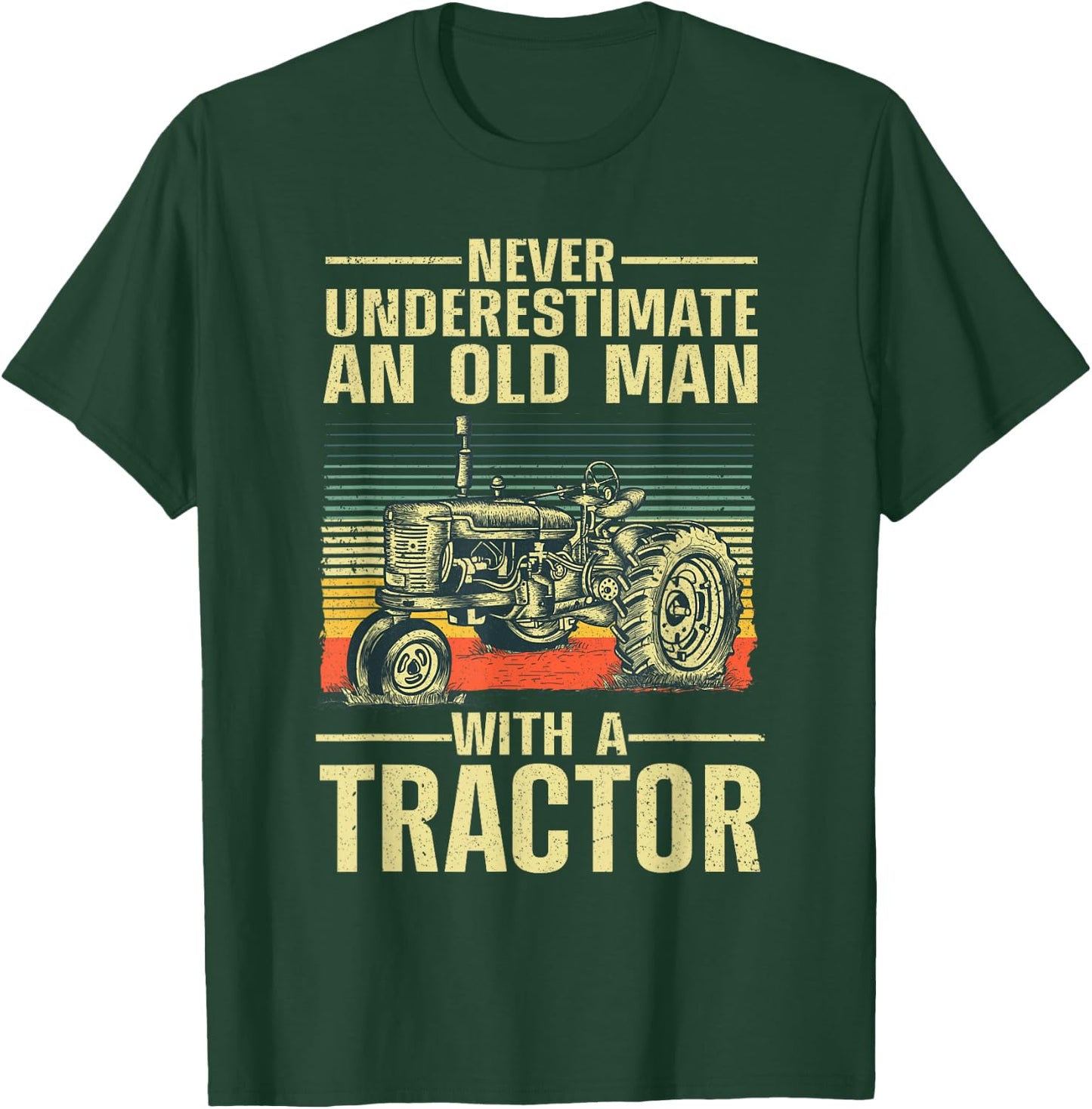 Cool Tractor Design for Grandpa Men Tractor Driver Farming Small T-Shirt - T-Shirt | Forest