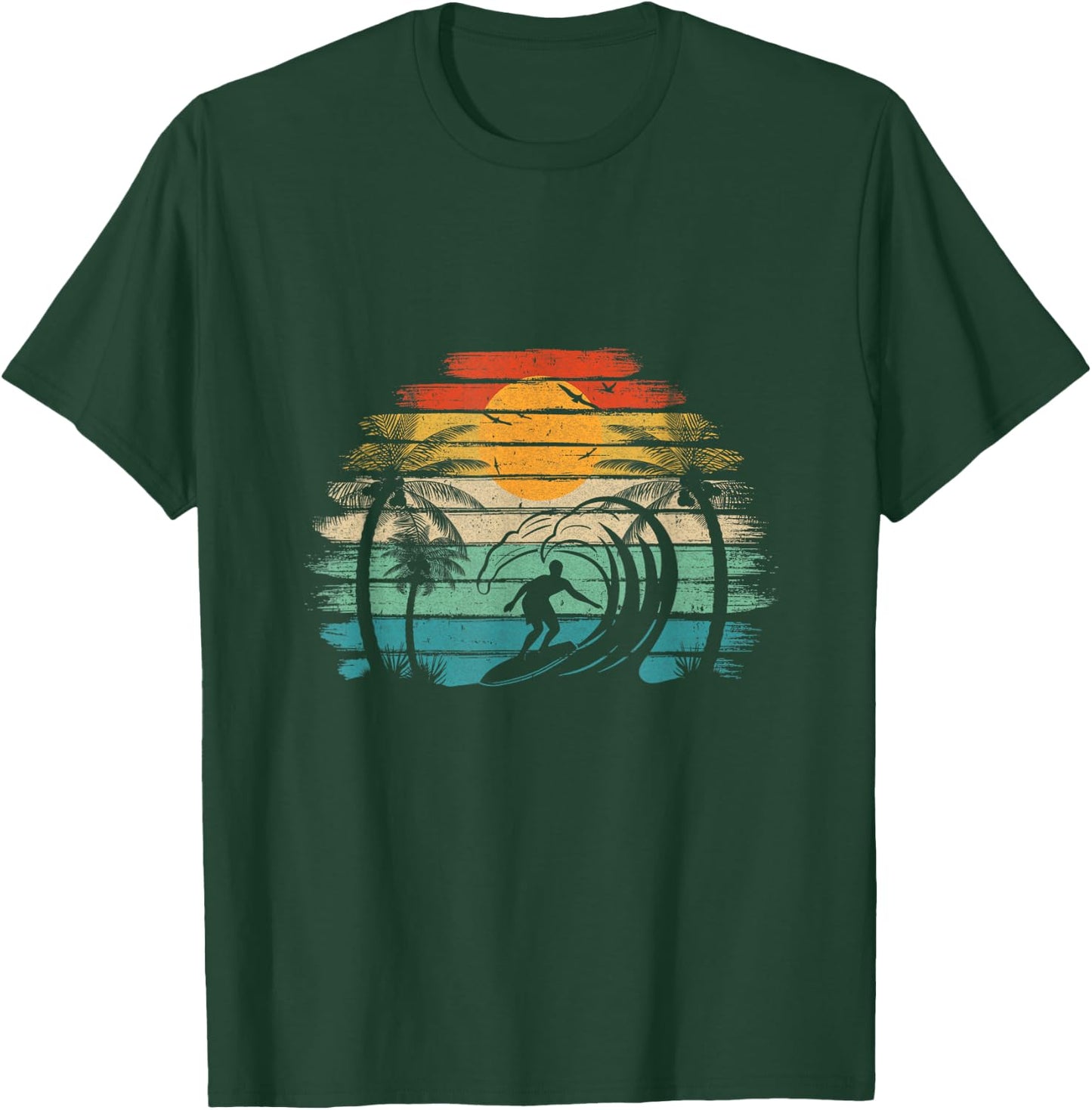 Retro Vintage Surfboard Surfing Surfboarder Wave Surfer T-Shirt - T-Shirt | Forest