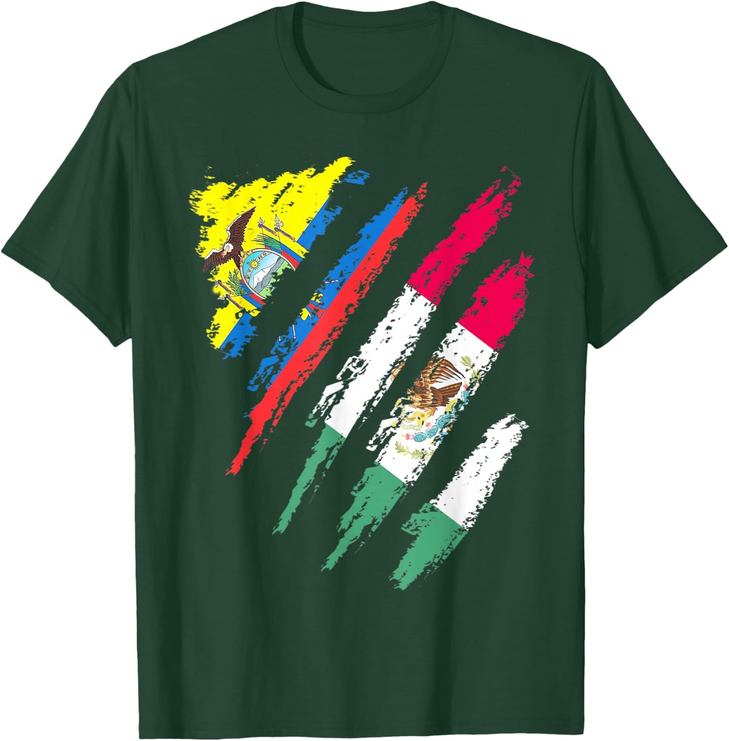 Ecuador Flag Mexico Grown Patriot Country Stripes T-Shirt - T-Shirt | Forest