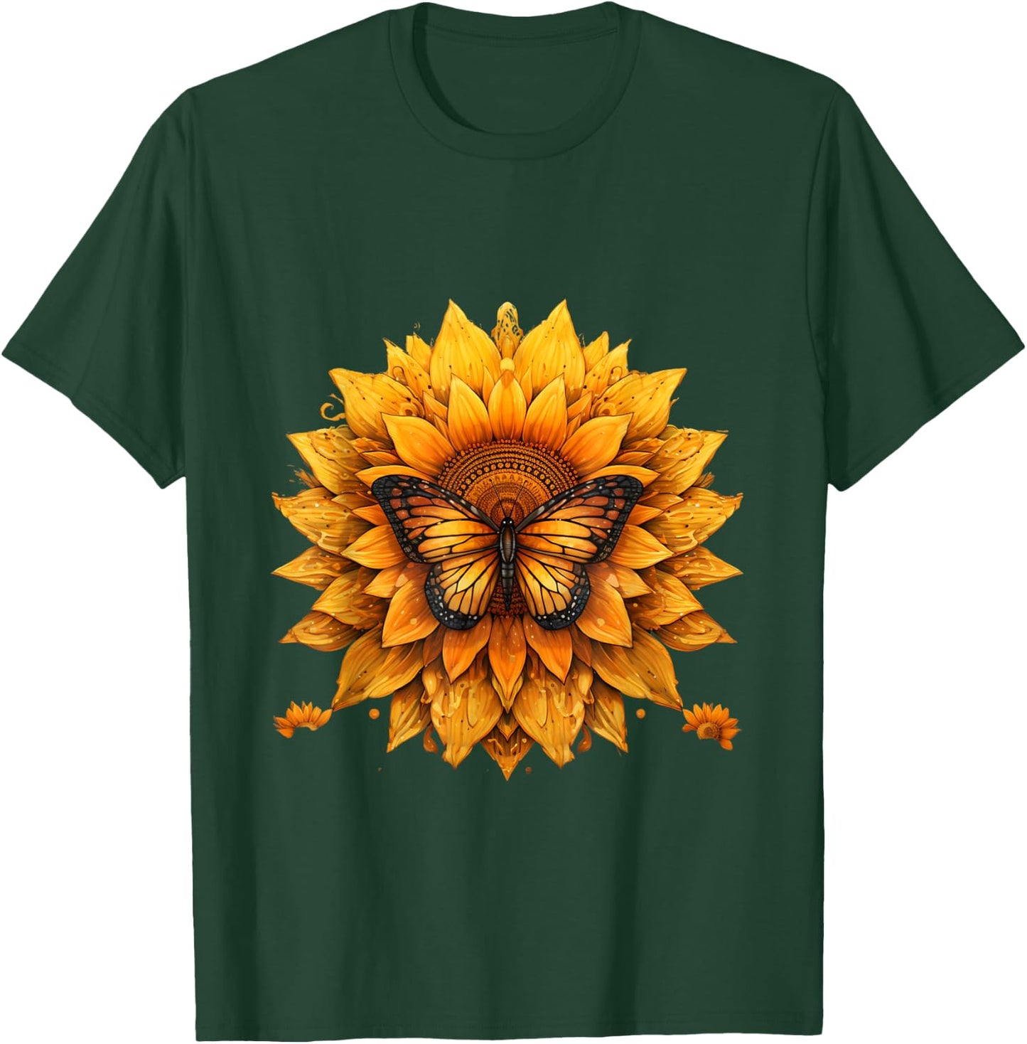 Sunflower butterfly floral vintage cool graphic T-Shirt - T-Shirt | Forest