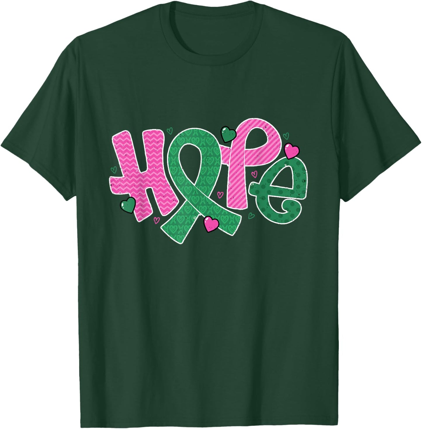 Liver and Breast Cancer Hope October Cancer Awareness Month T-Shirt - T-Shirt | Forest