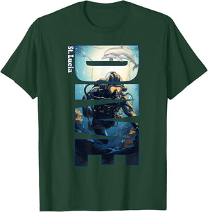 DIVE St. Lucia SCUBA Diving Snorkeling T-Shirt - T-Shirt | Forest