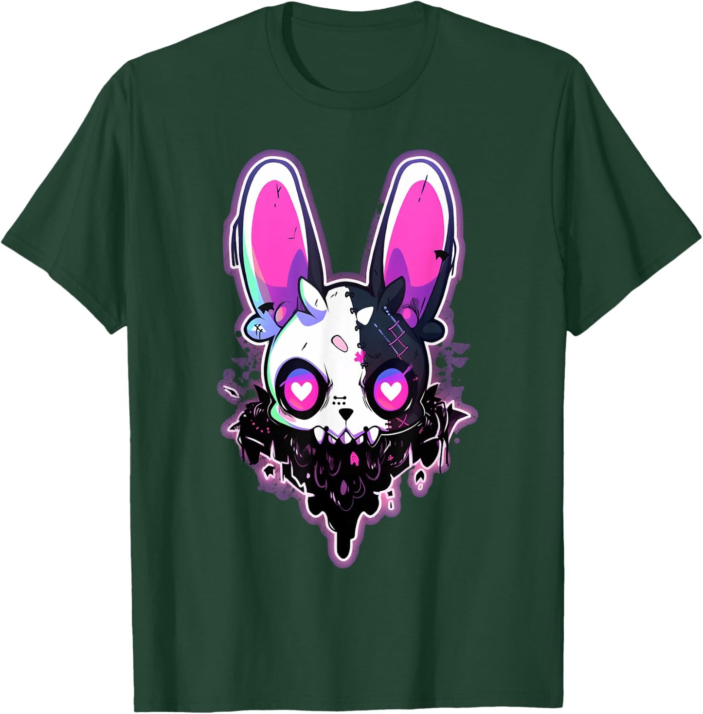Kawaii Rabbit Cute Goth Bunny E-Girl Gothic Outfit Grunge T-Shirt - T-Shirt | Forest