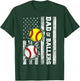 Dad of Ballers Funny USA Flag Baseball Softball Dad T-Shirt - T-Shirt | Forest