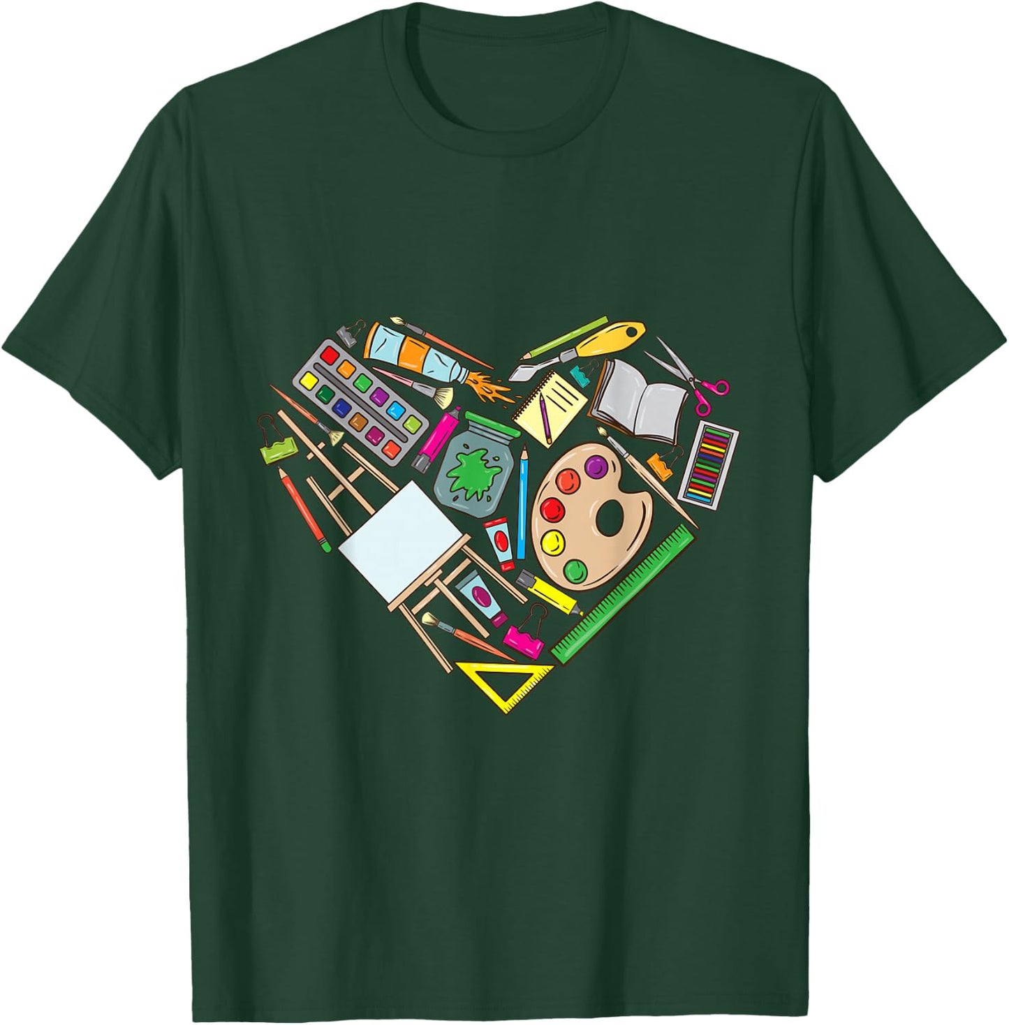 Artist Heart Art Teacher T-Shirt - T-Shirt | Forest