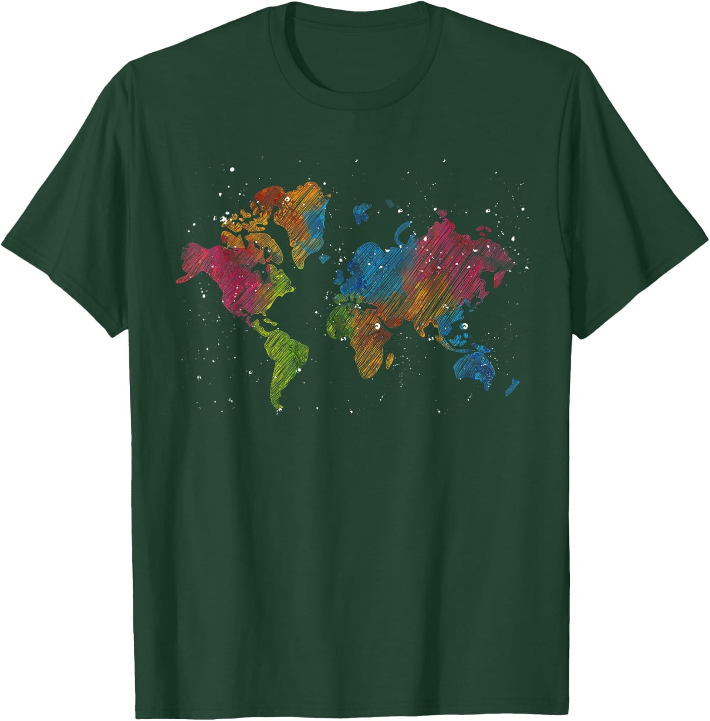 Travelling Country Travelling Colorful World Map T-Shirt - T-Shirt | Forest