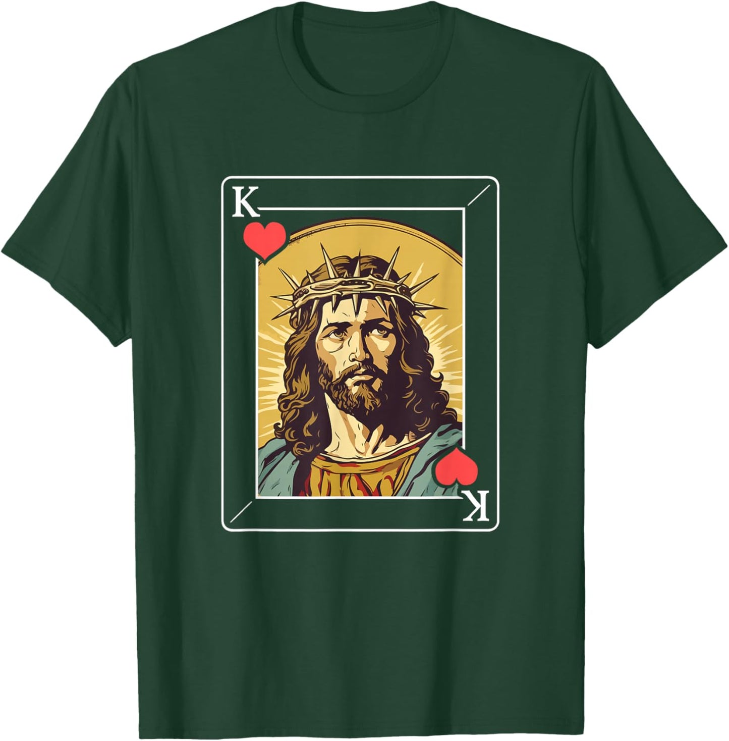 Jesus King of Hearts Card T-Shirt - T-Shirt | Forest