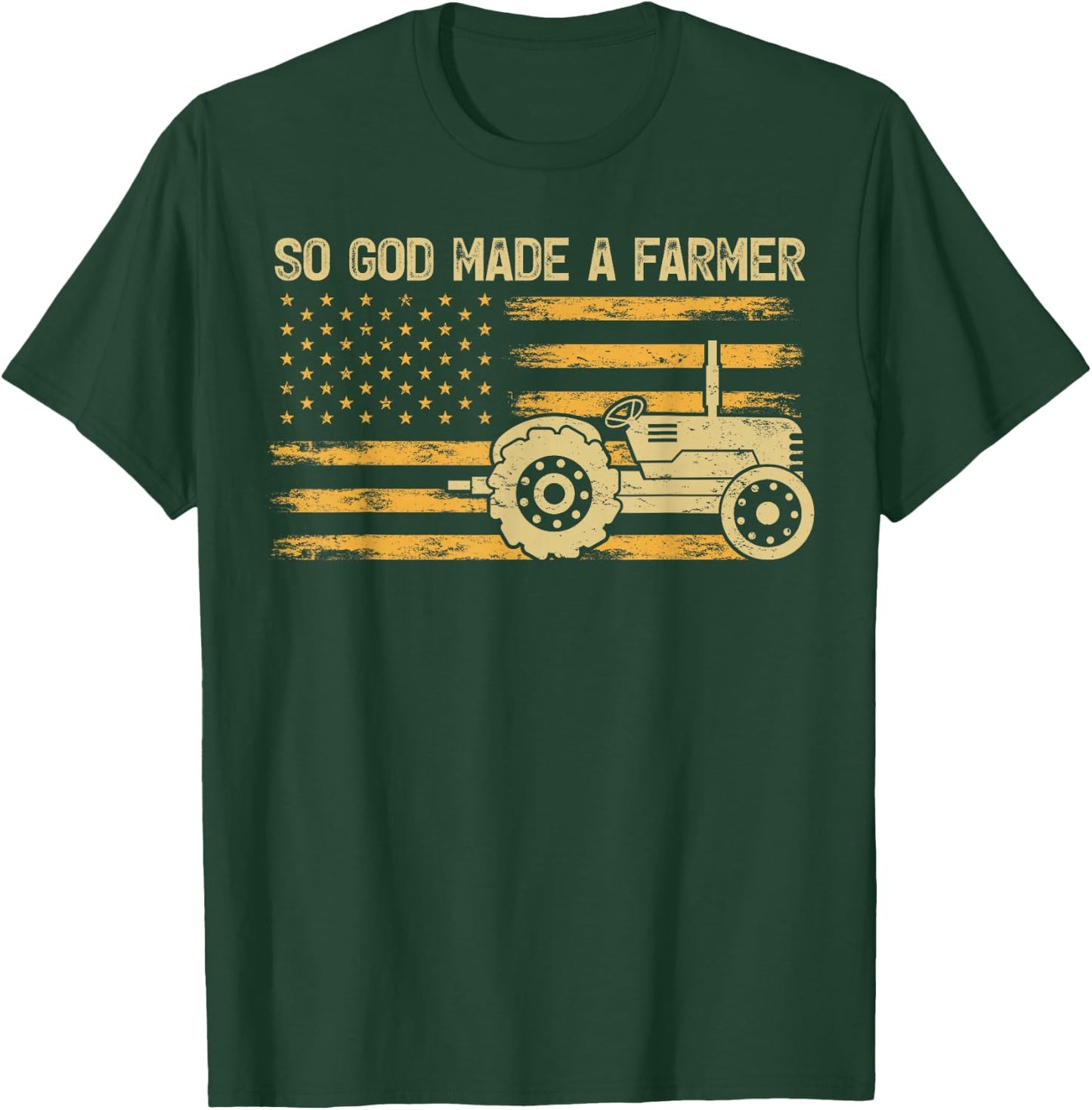 American Flag Tractor Retro So God Made A Farmer T-Shirt - T-Shirt | Forest