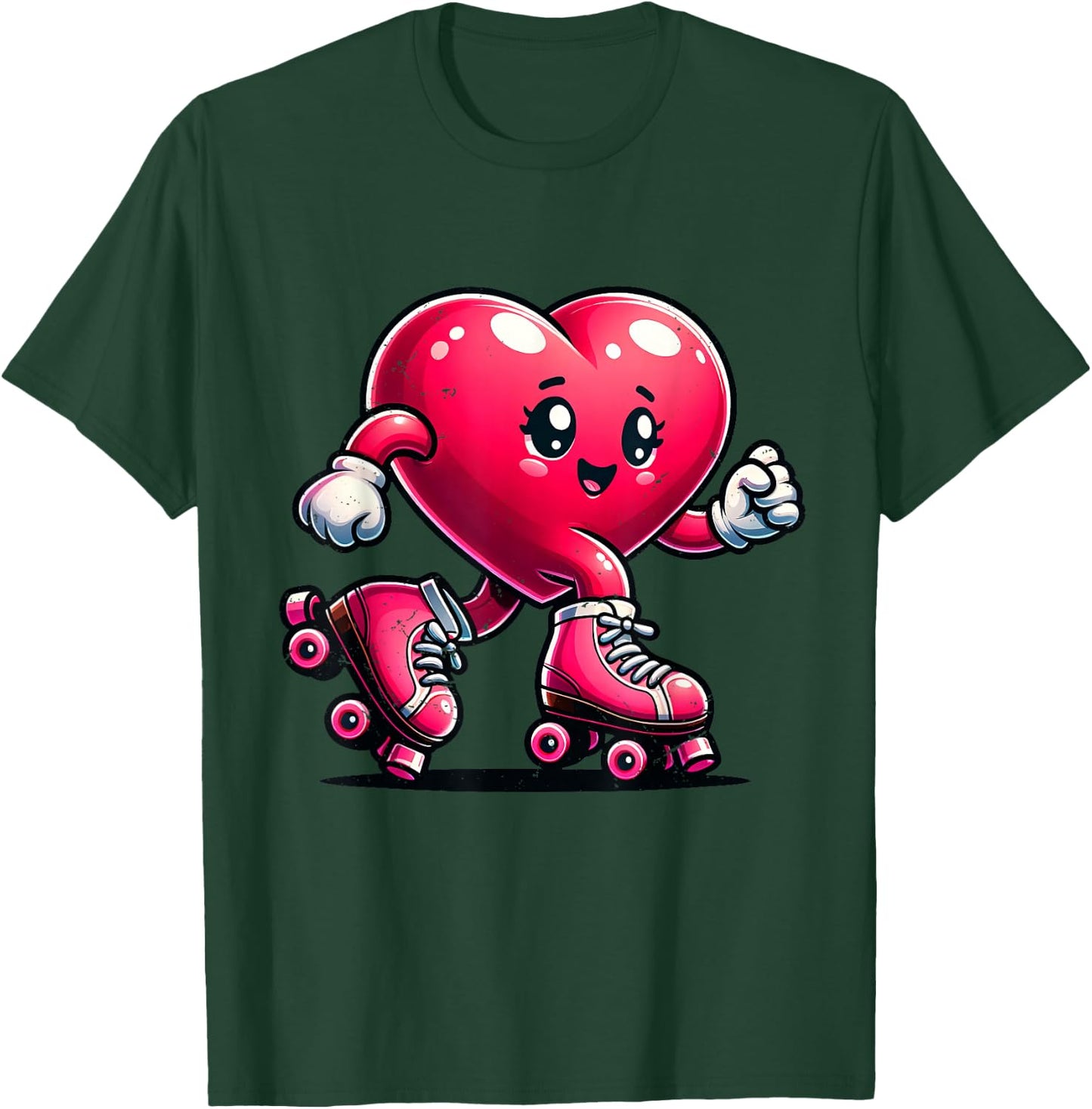 Roller Skate Valentines Day Heart Lover Girls Women Skating T-Shirt - T-Shirt | Forest
