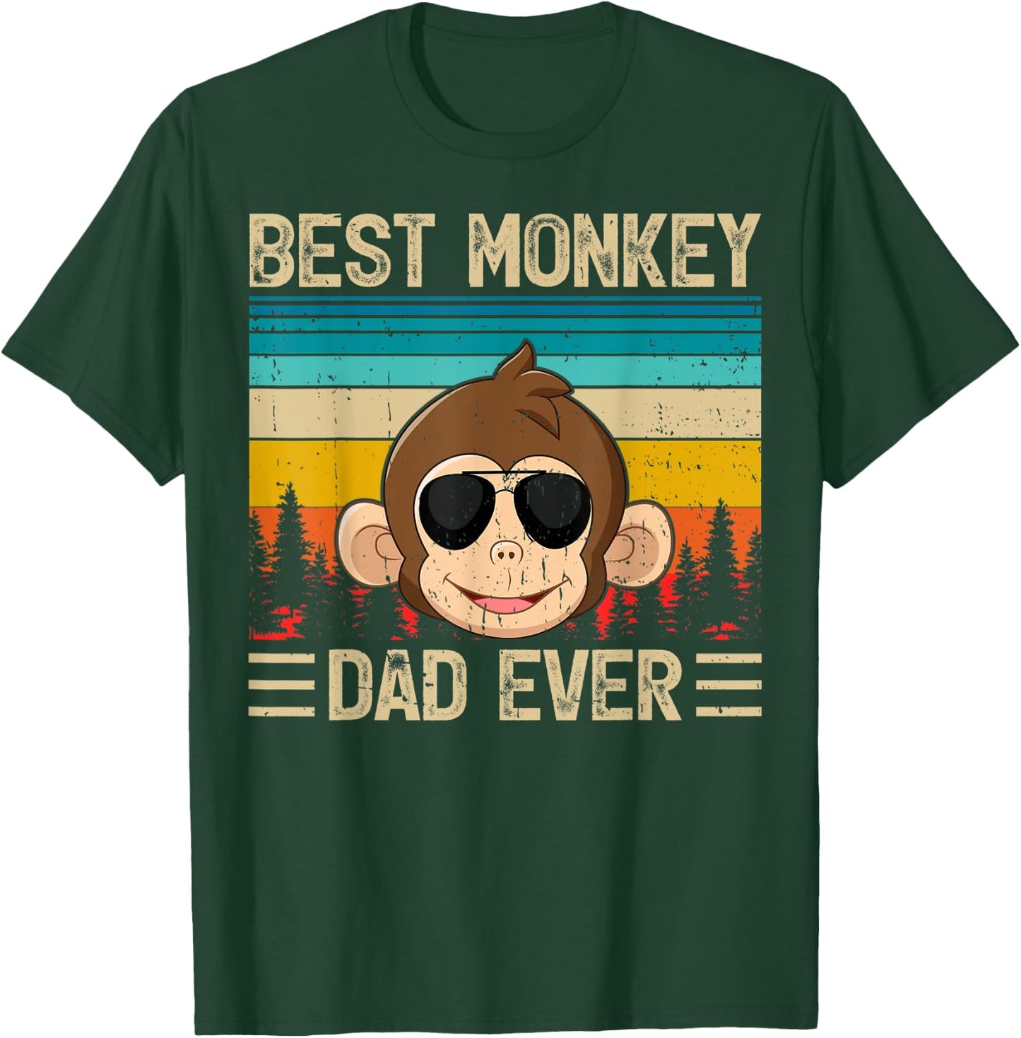 Monkey Vintage Funny Best Monkey Dad Ever Father's Day T-Shirt - T-Shirt | Forest