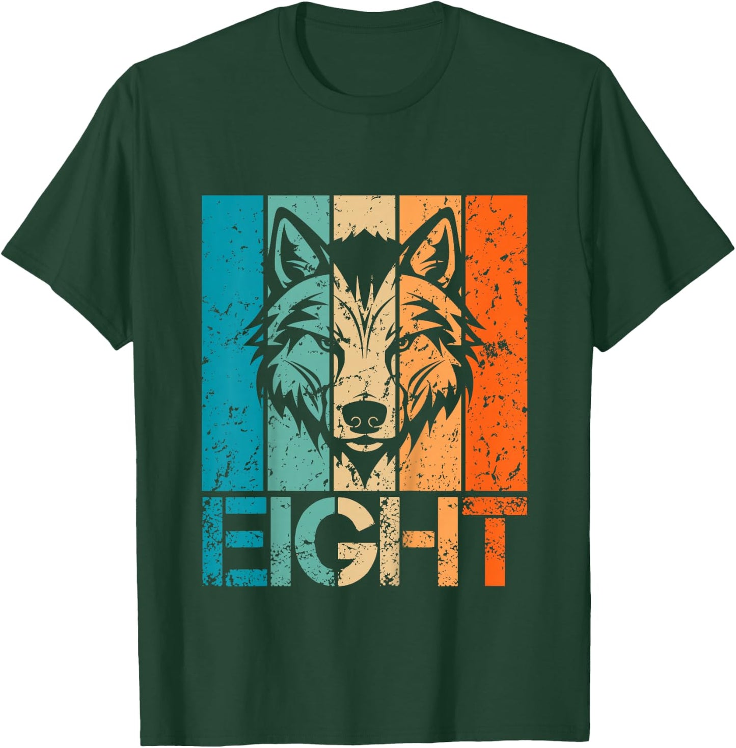 Funny 8th Wolf Birthday 8 Year Old Birthday Wolf T-Shirt - T-Shirt | Forest