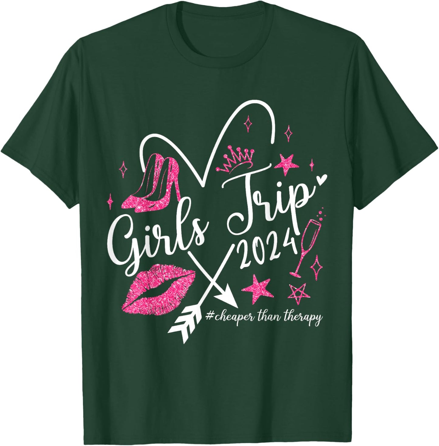 Funny Girls Trip 2024 Summer Vacation Girls Weekend T-Shirt - T-Shirt | Forest