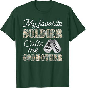 My Favorite Soldier Calls Me Godmother Proud US Army Family T-Shirt - T-Shirt | Forest