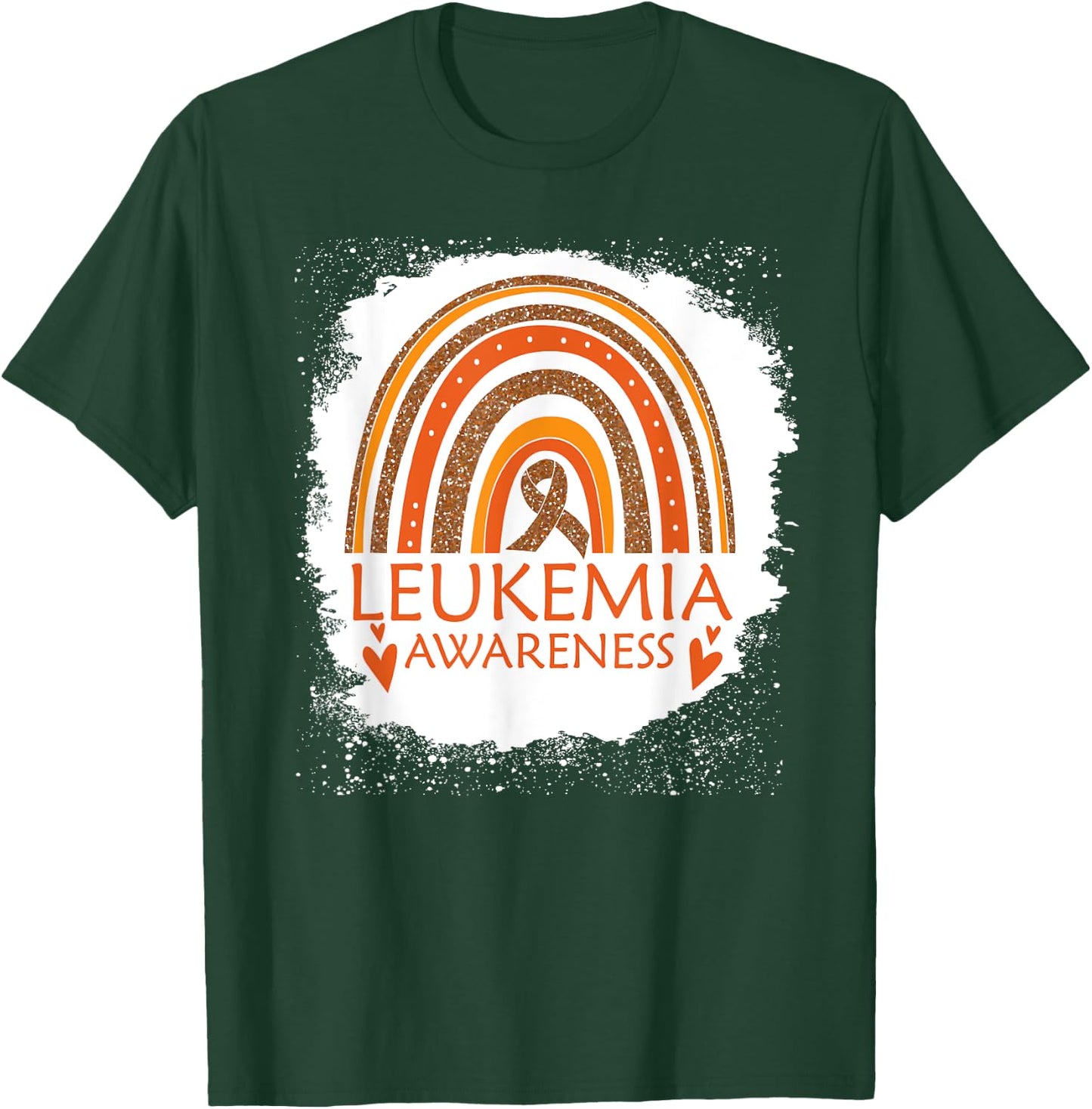 Leukemia Awareness Bleached Rainbow Orange Ribbon Men T-Shirt - T-Shirt | Forest