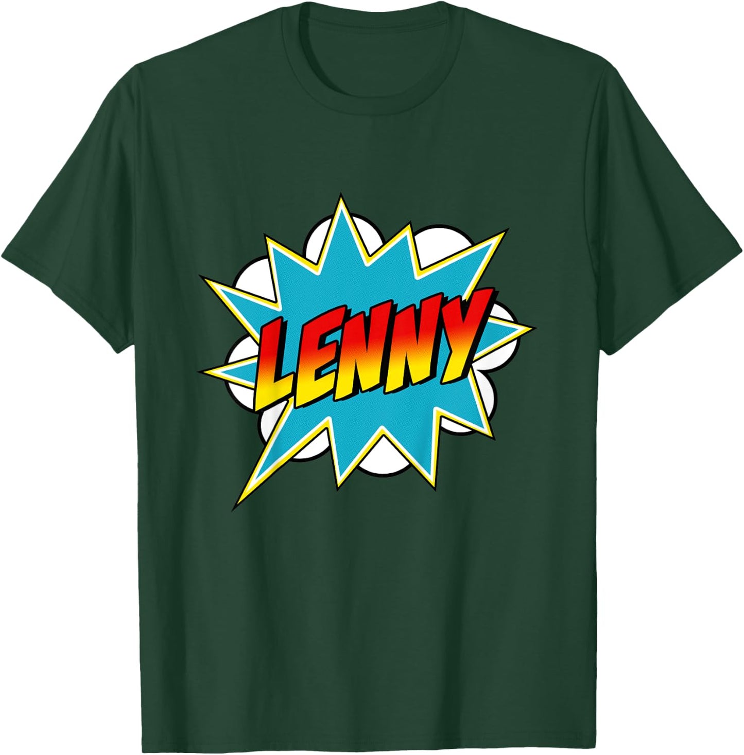 Kids Boys Lenny Name Superhero Comic Book T-Shirt - T-Shirt | Forest