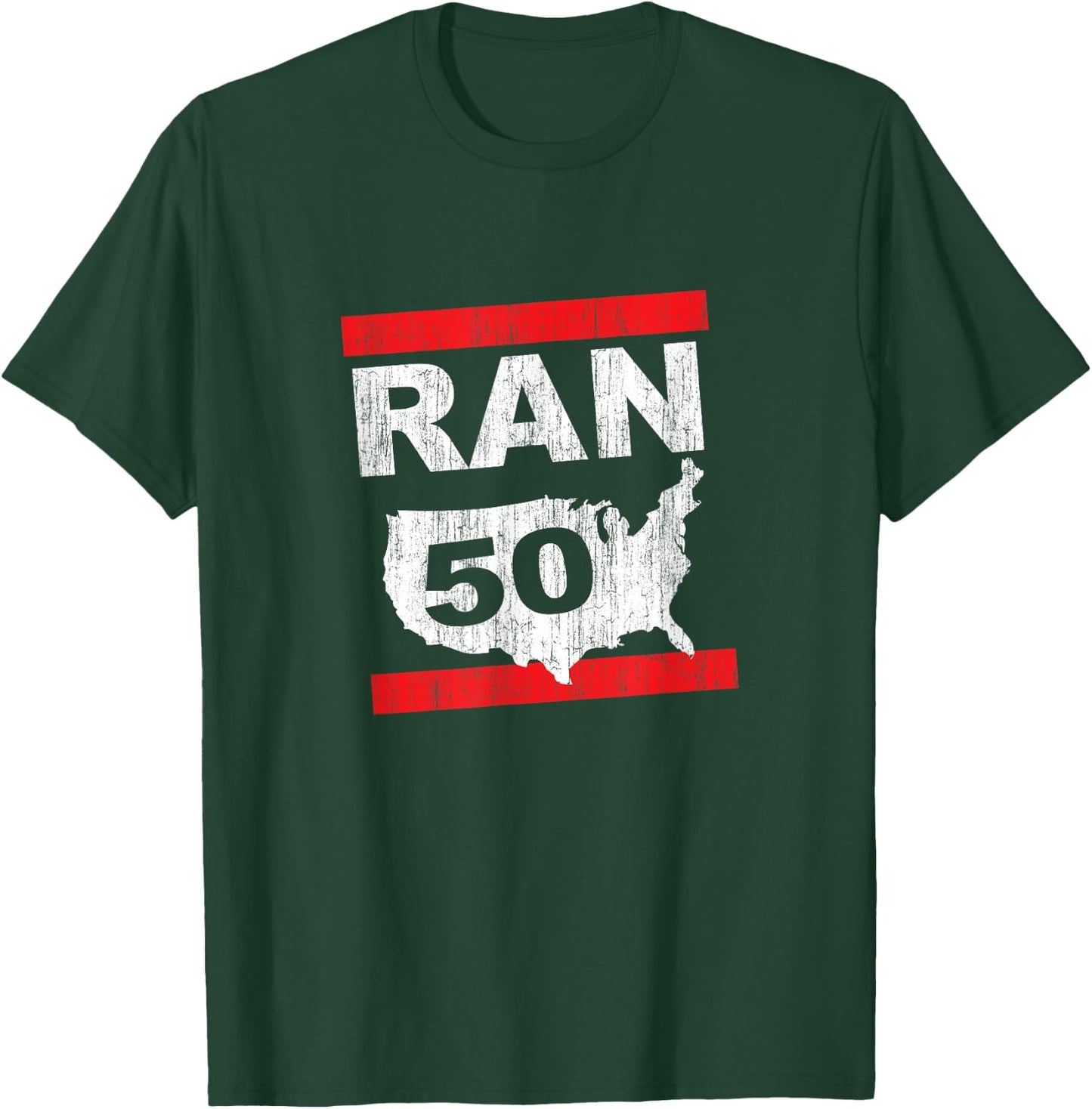 RAN 50 States Marathon Run Runner Running Inspired Design T-Shirt - T-Shirt | Forest