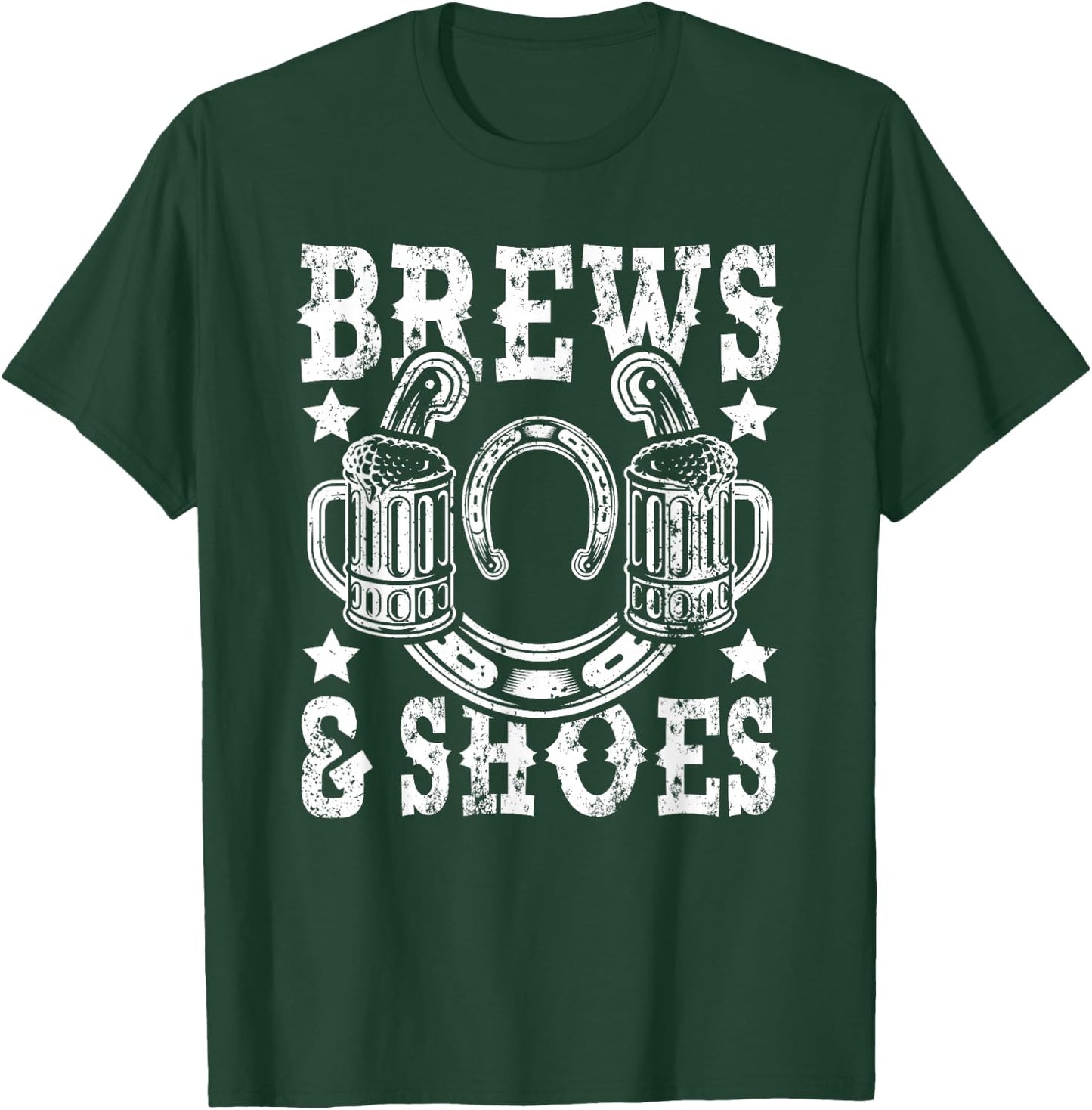 Brews and Shoes Horseshoe Pitcher T-Shirt - T-Shirt | Forest