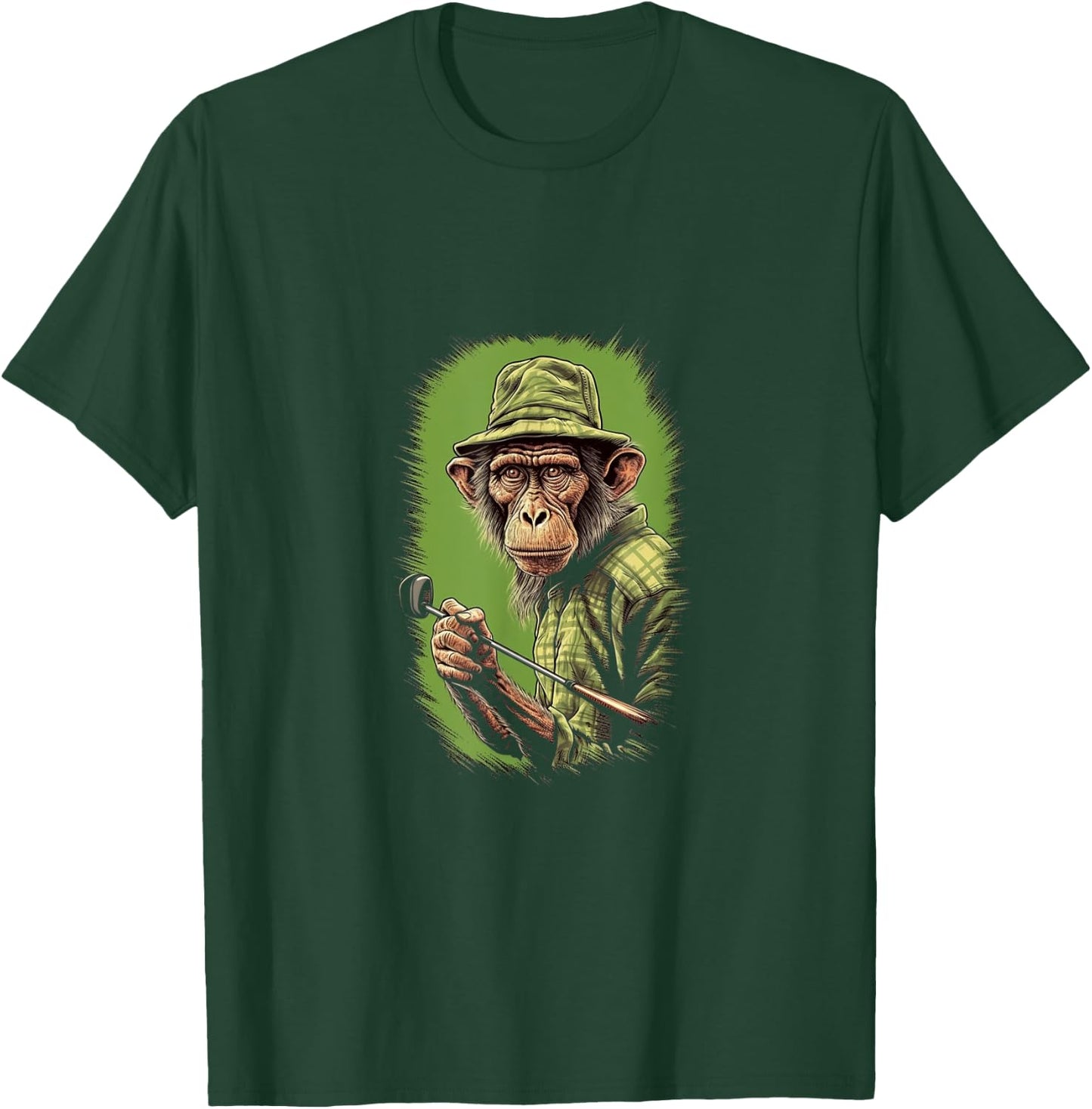 Golfer Monkey Golf Club Golf Player Golfing Ape Primate T-Shirt - T-Shirt | Forest