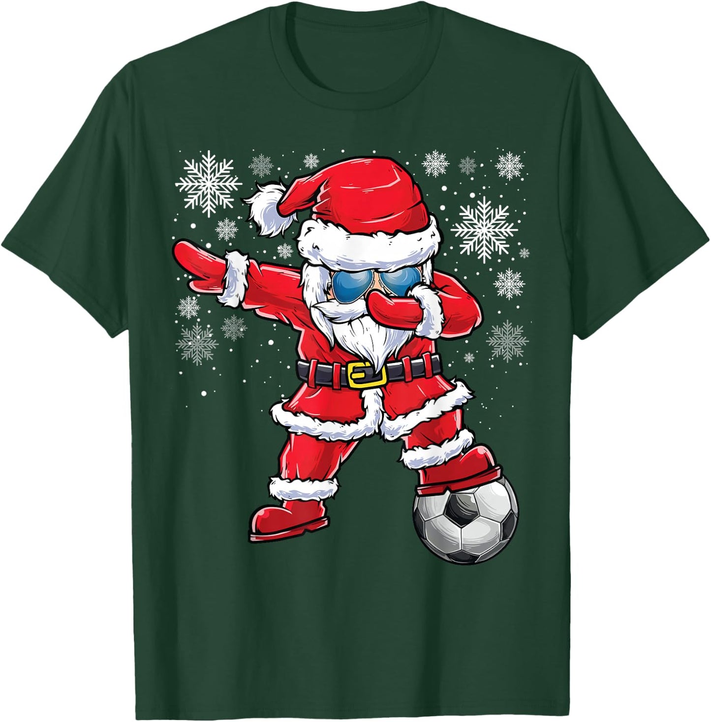Dabbing Santa Boys Girls Funny Soccer Player Christmas T-Shirt - T-Shirt | Forest