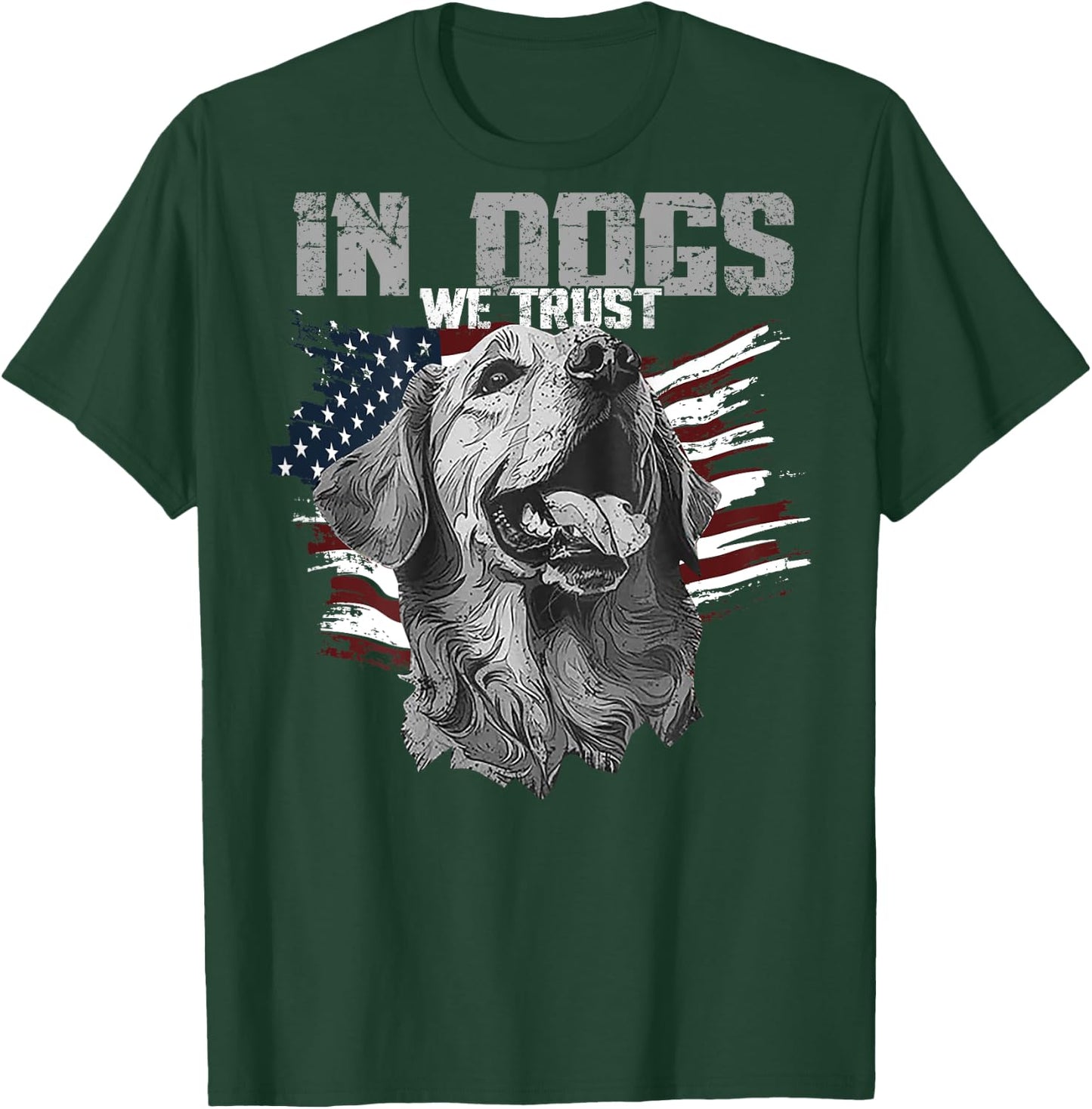 Golden Retriever In Dogs We Trust (on back) T-Shirt - T-Shirt | Forest
