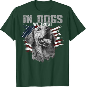 Golden Retriever In Dogs We Trust (on back) T-Shirt - T-Shirt | Forest