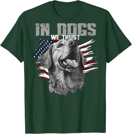 Golden Retriever In Dogs We Trust (on back) T-Shirt - T-Shirt | Forest