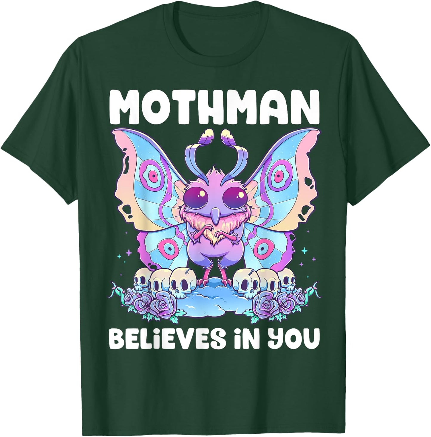 Pastel Goth Mothman Believes You Me Gothic Cryptid Wicca T-Shirt - T-Shirt | Forest