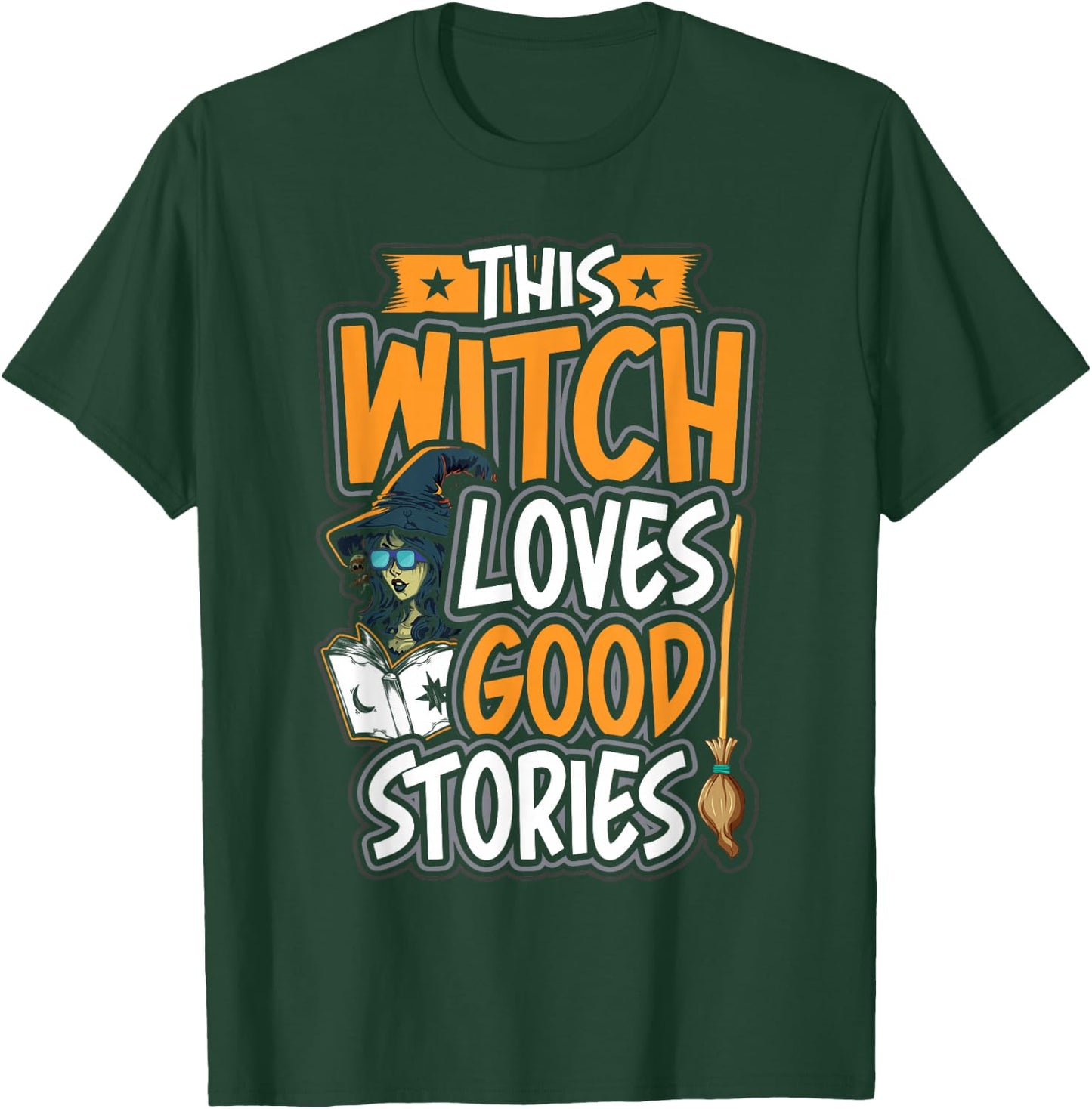 Halloween Library Witch book lover Librarian Reading Teacher T-Shirt - T-Shirt | Forest