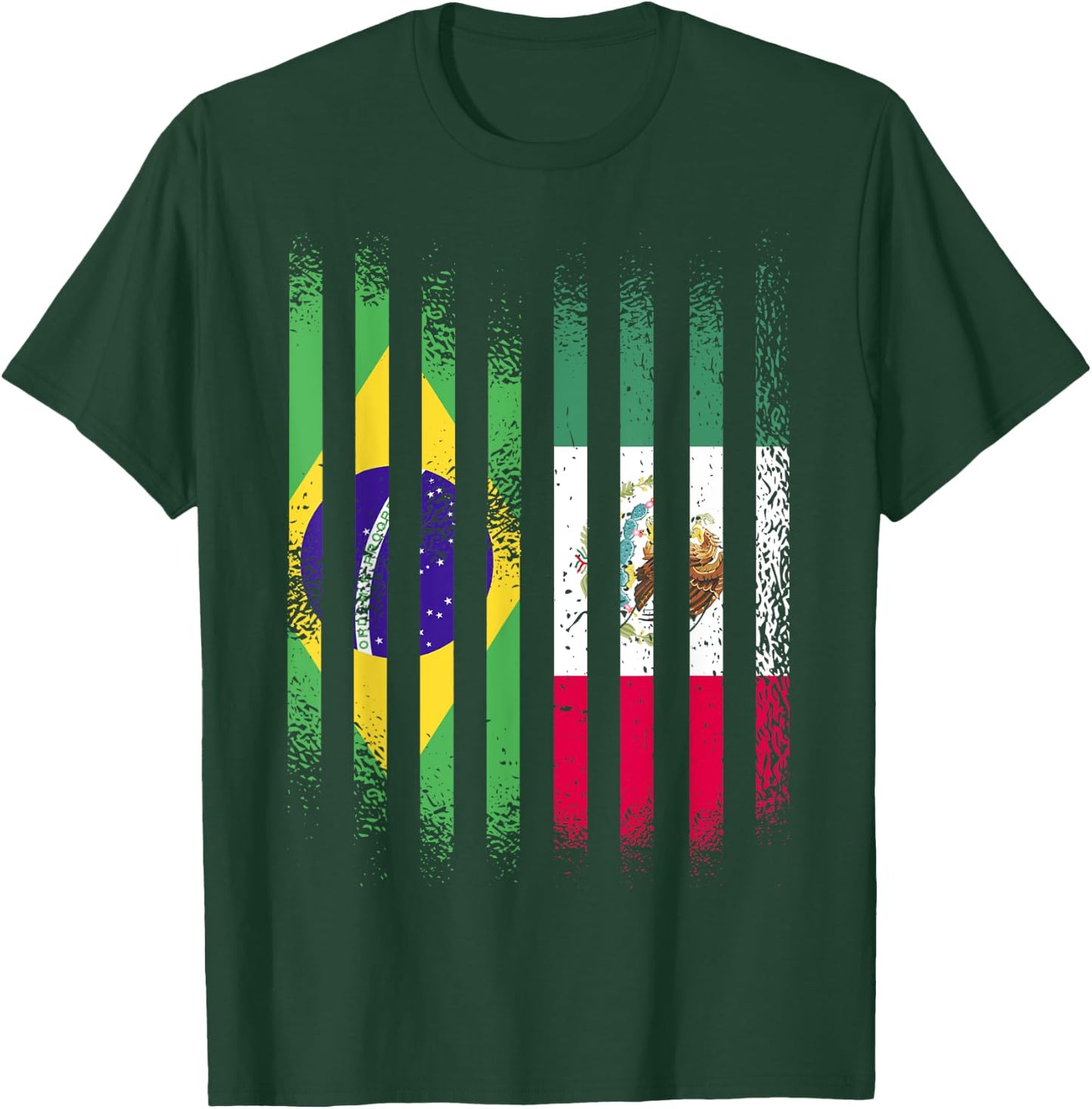 Brazil Flag Mexico Grown Country Flags Stripes T-Shirt - T-Shirt | Forest