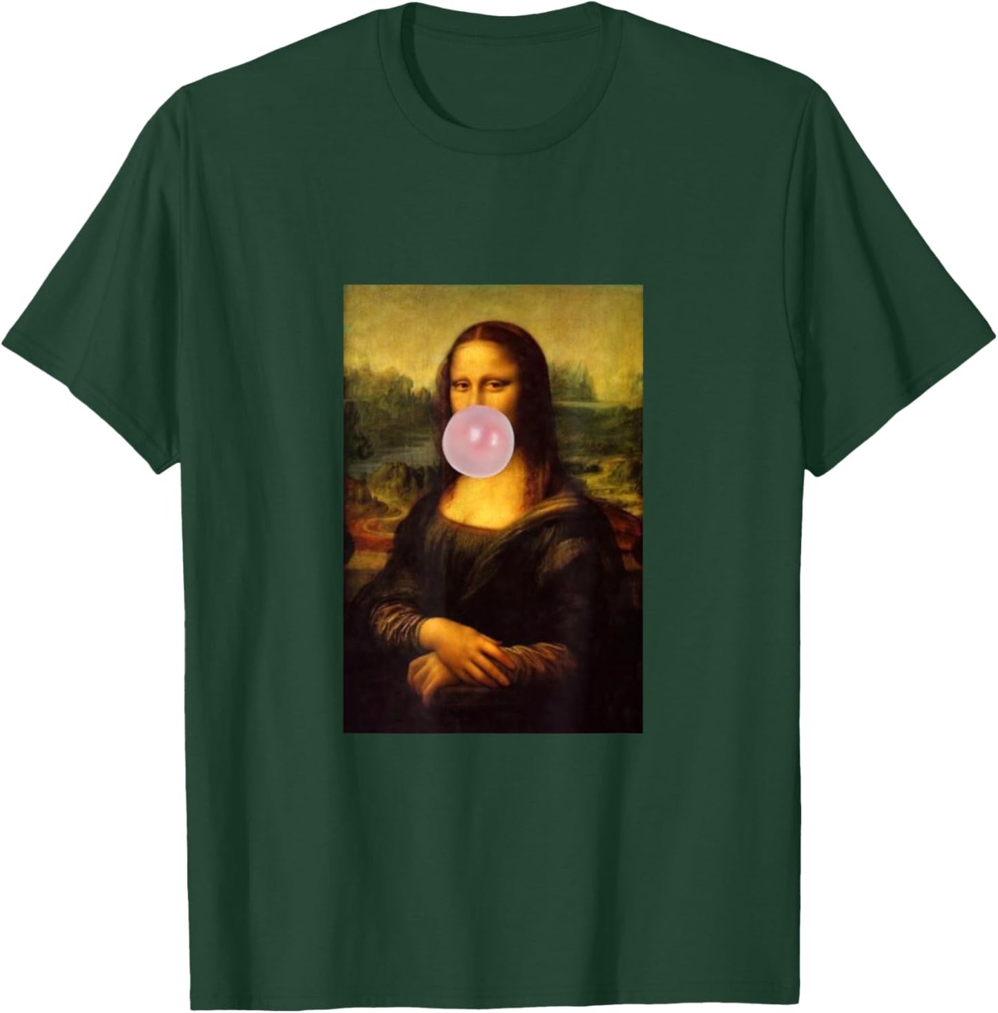 Mona Lisa with Chewing Gum Funny Mona Lisa Parody T-Shirt - T-Shirt | Forest