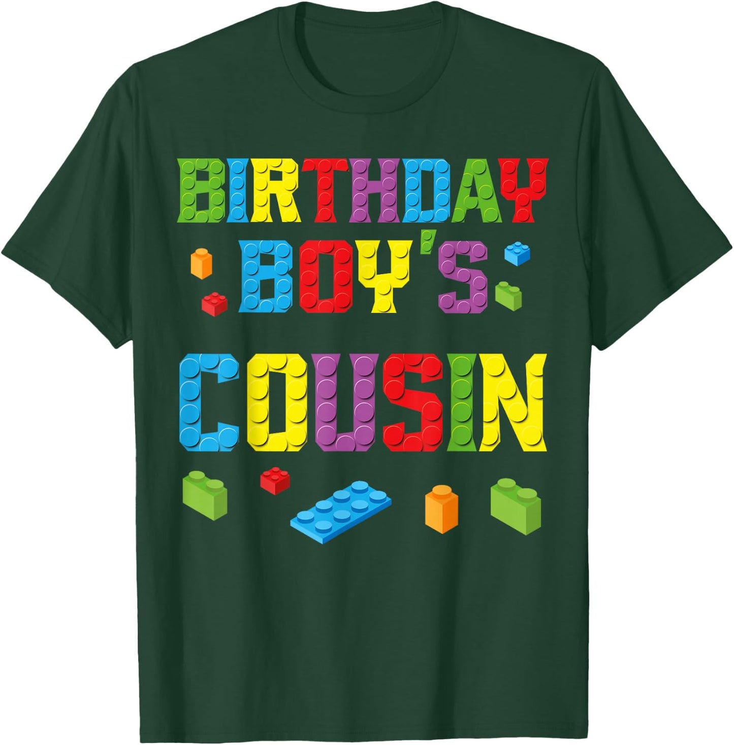 Master Builder Birthday Boy's Cousin Building Bricks Blocks T-Shirt - T-Shirt | Forest