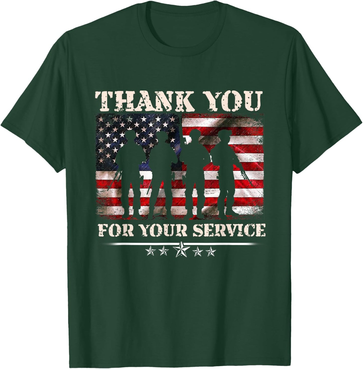 Thank You For Your Service American Flag Veterans Day T-Shirt - T-Shirt | Forest
