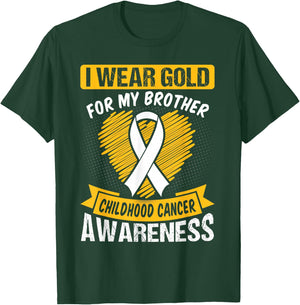 I Wear Gold For My Brother Heart Childhood Cancer Awareness T-Shirt - T-Shirt | Forest