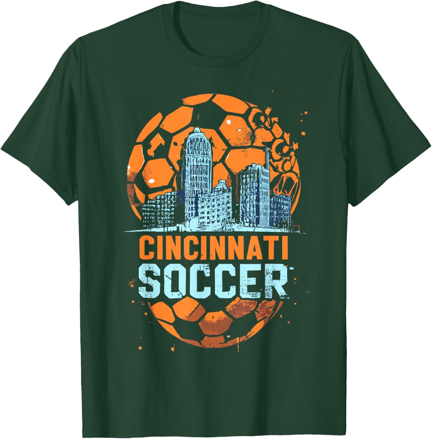 Cincinnati Soccer City Skyline Cool Cincy 513 T-Shirt - T-Shirt | Forest