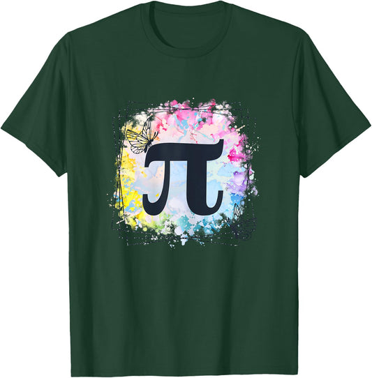Pi Day Girly Rainbow Butterfly Colorful Geometry Math T-Shirt - T-Shirt | Forest