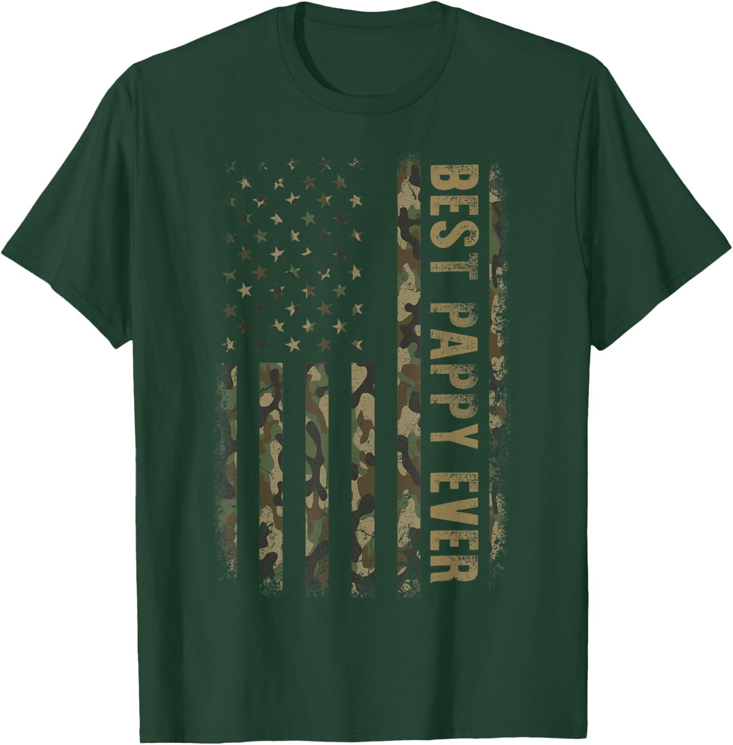 Best Pappy Ever Camouflage American Flag Father's Day Women Men T-Shirt - T-Shirt | Forest