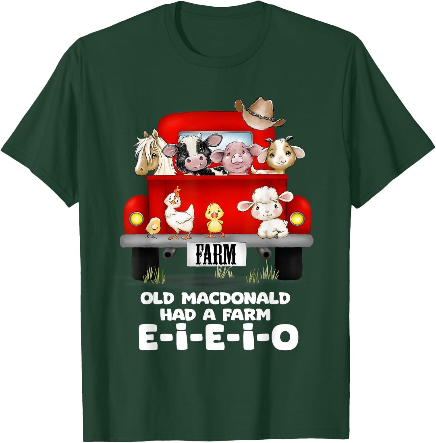 Toddler Kids Old MacDonald Had a Farm E-I-E-I-O Nursery Song T-Shirt - T-Shirt | Forest