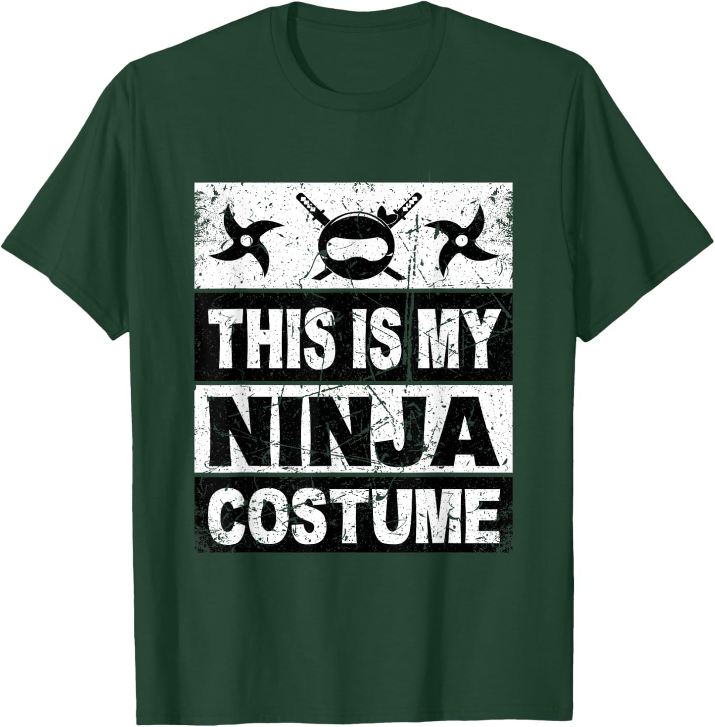 Retro Ninja Costume Shirt Halloween For Boy Kids Men T-Shirt - T-Shirt | Forest