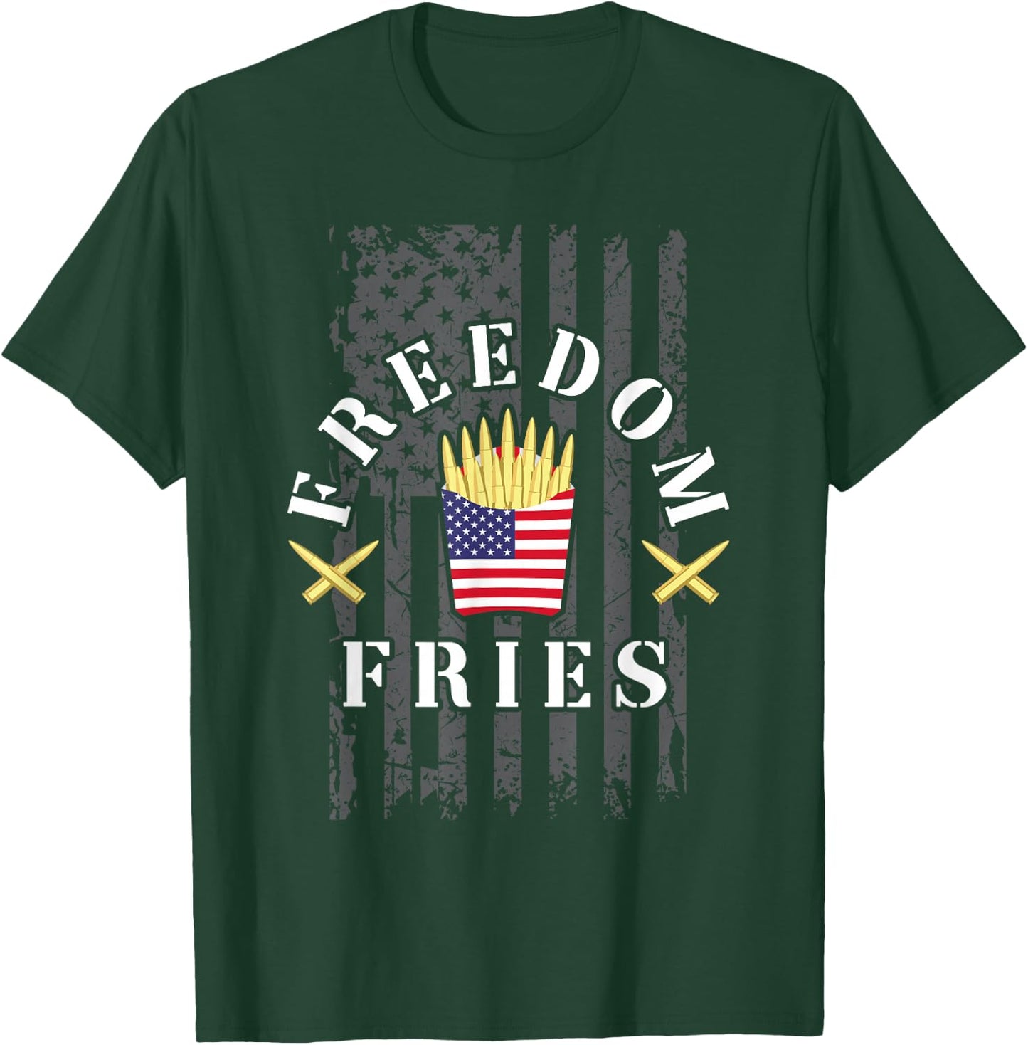 Funny Patriotic Freedom Fries 2nd Amendment Freedom Fries T-Shirt - T-Shirt | Forest