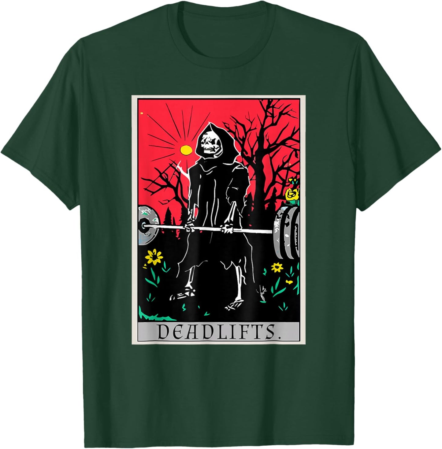 Tarot Card Funny Gym Deadlifts Workout Deadlift Fitness T-Shirt - T-Shirt | Forest