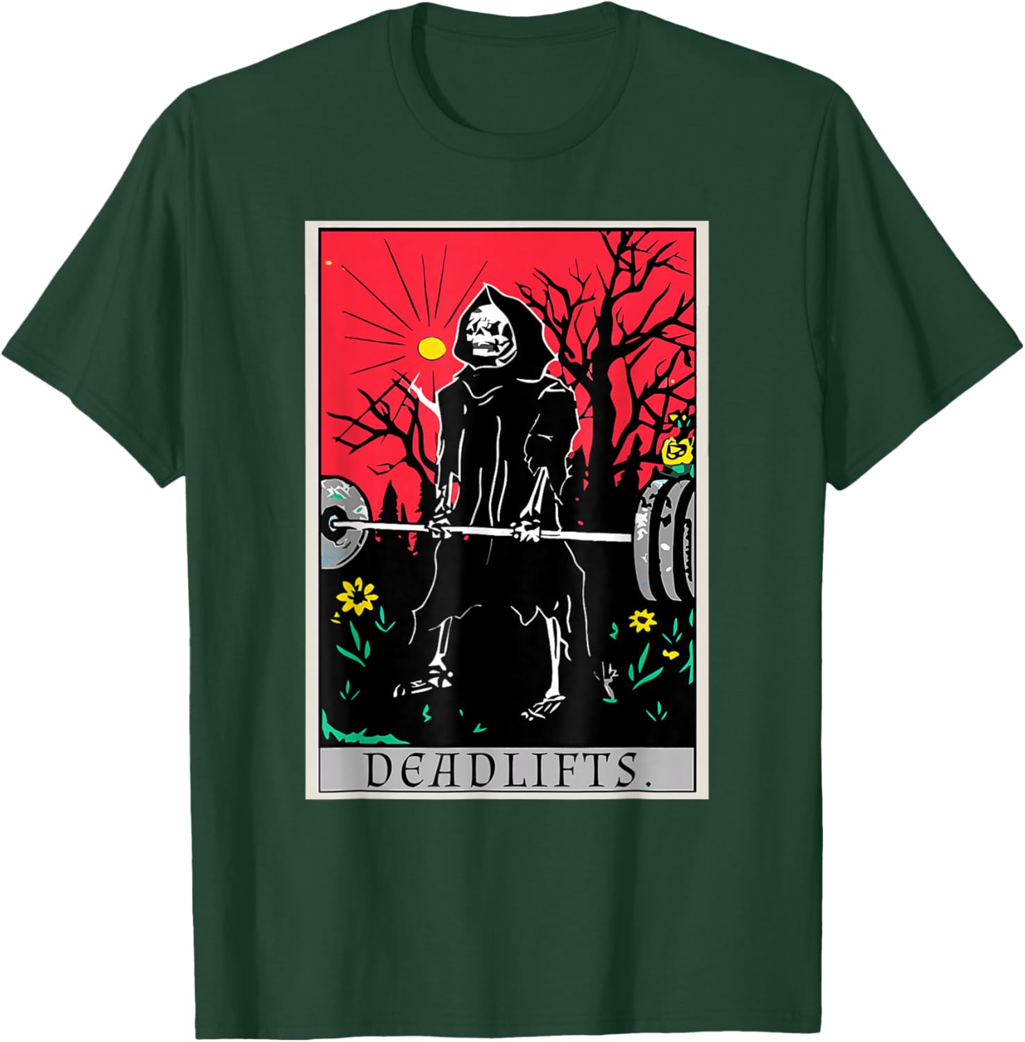 Tarot Card Funny Gym Deadlifts Workout Deadlift Fitness T-Shirt - T-Shirt | Forest
