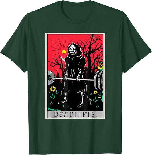 Tarot Card Funny Gym Deadlifts Workout Deadlift Fitness T-Shirt - T-Shirt | Forest