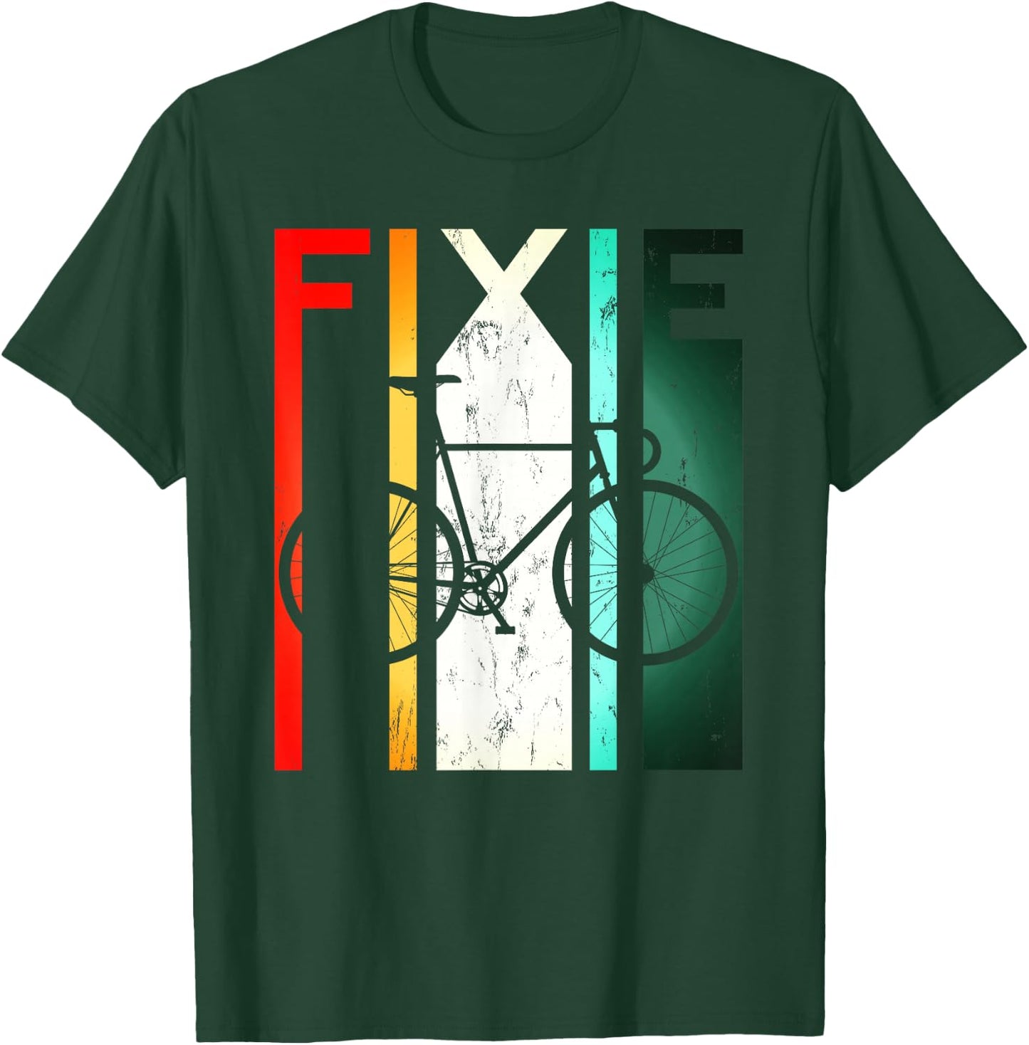 Fixie Retro Bike Single Speed Fixed Gear Velodrome Bicycle T-Shirt - T-Shirt | Forest